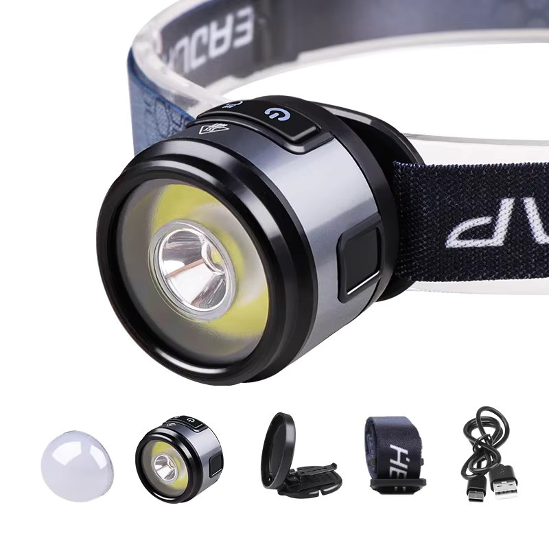 JIASHUAIXIN XPG+COB Multifunktionale Stirnlampe mit Magnethaken und Hutklammer in Schwarz - Bild 3