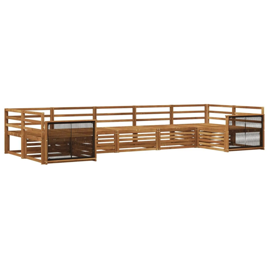 vidaXL Outdoor-Sofagarnitur aus Akazienholz in Braun, 7-teiliges L-Shape Set mit Mittelsofas, Ecksofas und Armlehnen - Bild 1