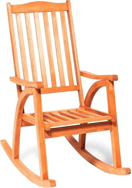 Merxx Schaukelstuhl aus Eukalyptusholz in Beige, B/T/H: 58 x 58 x 118 cm - Bild 1