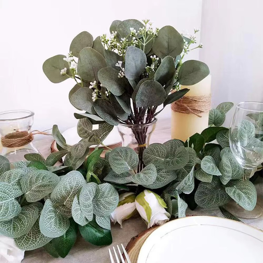 5 oder 10 Stück künstliche Eukalyptusblätter in Grün für Hochzeiten und Tischdekoration - Bild 2