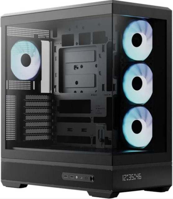 AeroCool P500B-Digi Midi-Tower Gehäuse in Black mit ARGB, Tempered Glass und Dot-Pixel Display - Bild 1