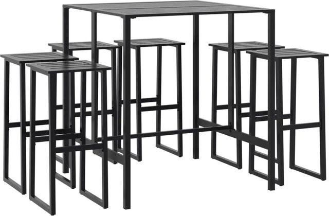 vidaXL 7-teiliges Gartenbar-Set aus pulverbeschichtetem Stahl in Schwarz - Bild 1
