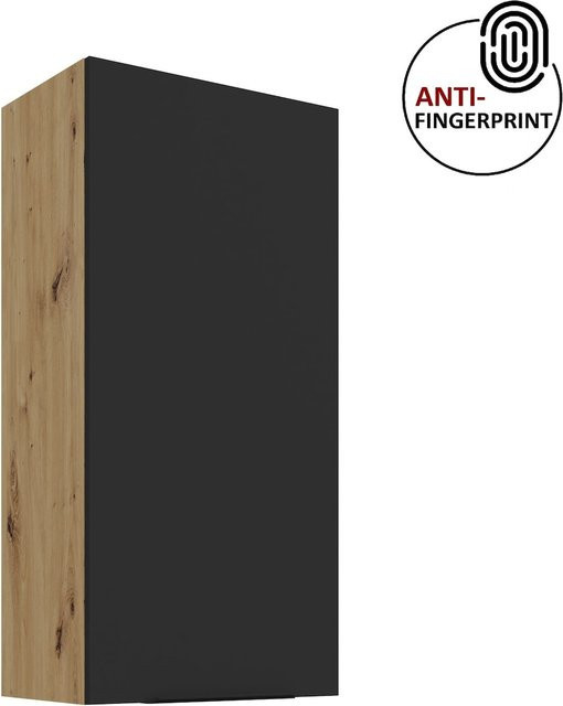 ARIA Hängeschrank Schwarz Matt Anti Fingerprint Höhe: 50 cm, Breite: 90 cm - Bild 1
