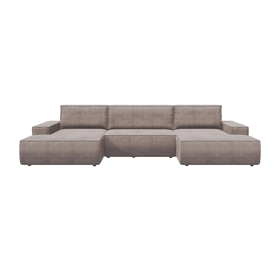 Vente-unique Schlafsofa Amelia in Dunkelpurpur mit Cord-Bezug - Bild 2
