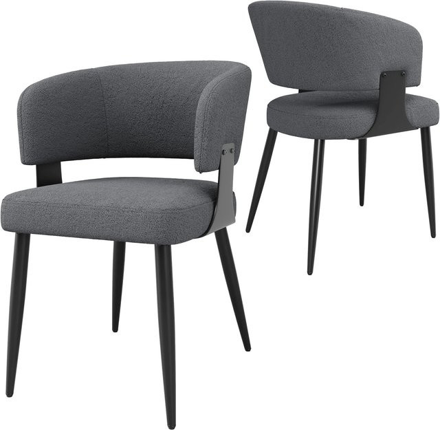 Merax Esszimmerstuhl 2er Set aus Flanell in Beige und Grau, ergonomisches Design für Esszimmer und Wohnzimmer - Bild 1