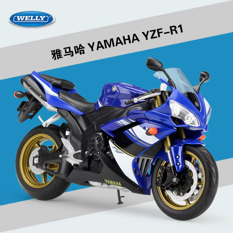 WELLY Yamaha YZF-R1 Motorradmodell, 1:10 Maßstab, Blau, Metall - Bild 2