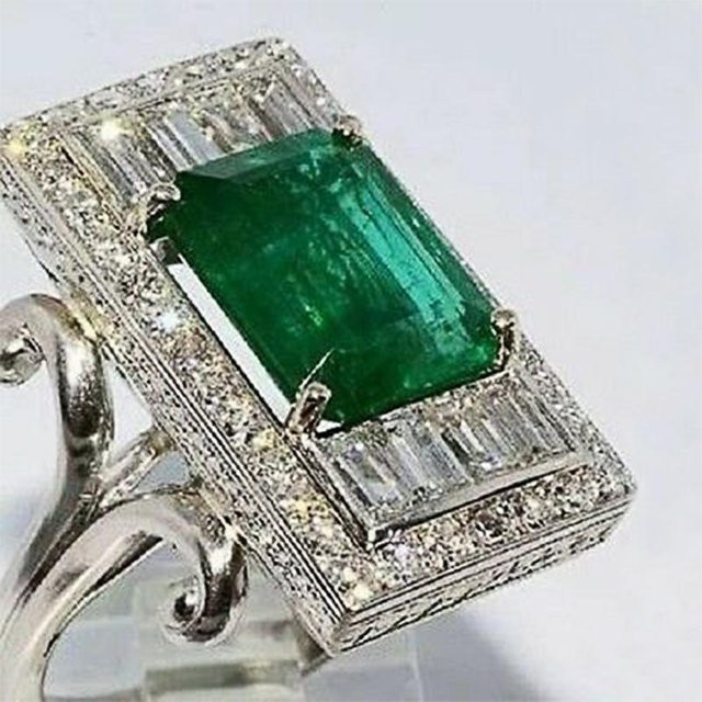 Huitan Ring, Rechteckig, Grüner Zirkonia, Damen, Black - Bild 1