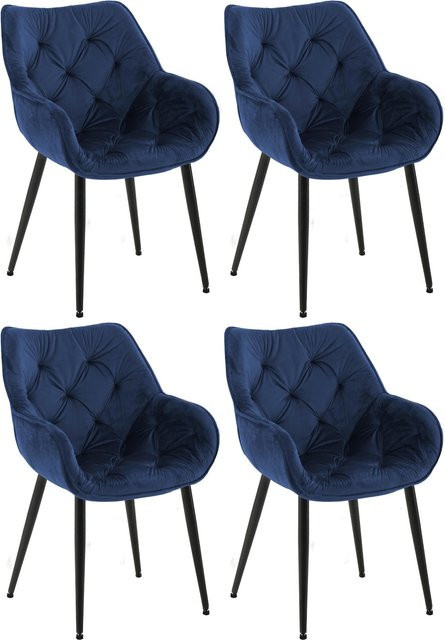 4er Set CLP Esszimmerstühle Tanna aus Samt mit gesteppter Polsterung in modernem Design - Bild 1