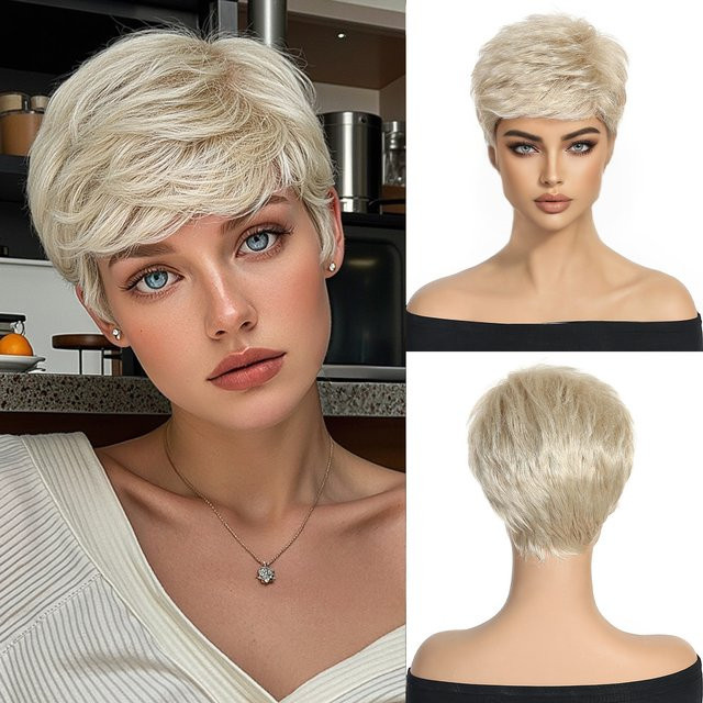 HENRY MARGU Blonde Kurzhaar-Perücke, Pixie-Schnitt, Damen - Bild 1