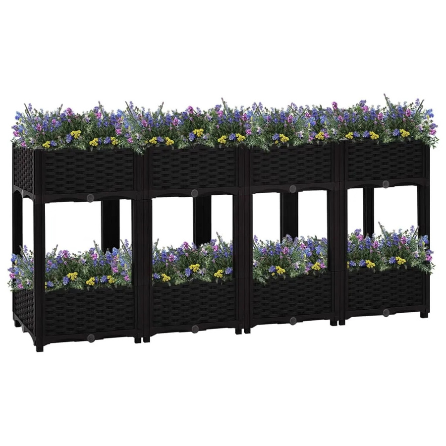 furnicato Hochbeet aus Polypropylen in Schwarz, B/T/H: 160 x 40 x 71 cm - Bild 2