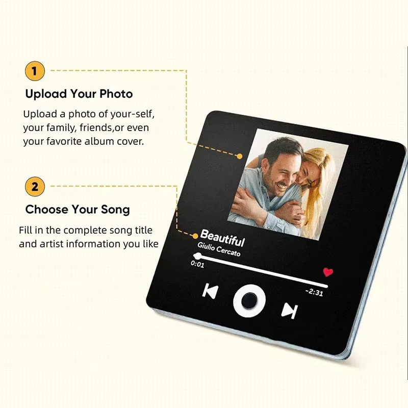 Personalisierter Musik-Kühlschrankmagnet von 4MELLY mit individuellem Album-Design und integriertem Musik-Player - Bild 2