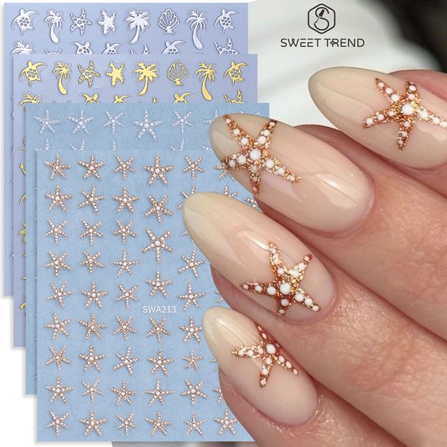 SWEET TREND Nagelaufkleber SWA212 Gold Silber, Schimmernd - Bild 1