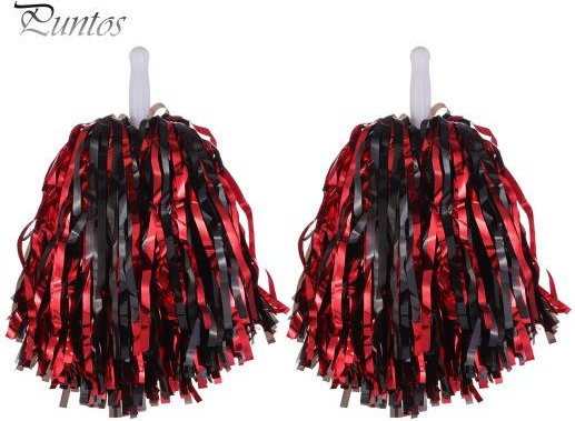 2 Stück Cheerleader-Pom-Poms aus Metallicfolie, Handblumen mit Griff - Bild 1