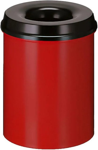 PROREGAL Selbstlöschender Papierkorb und Abfallsammler aus Metall, 15 Liter, Rot und Schwarz, H x Ø: 36 x 26 cm - Bild 1