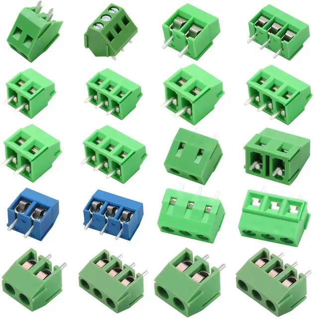 LQIH PCB-Schraubklemmenblock 2-polig und 3-polig in Grün mit verschiedenen Rasterabständen von 2,54mm bis 10,0mm - Bild 1