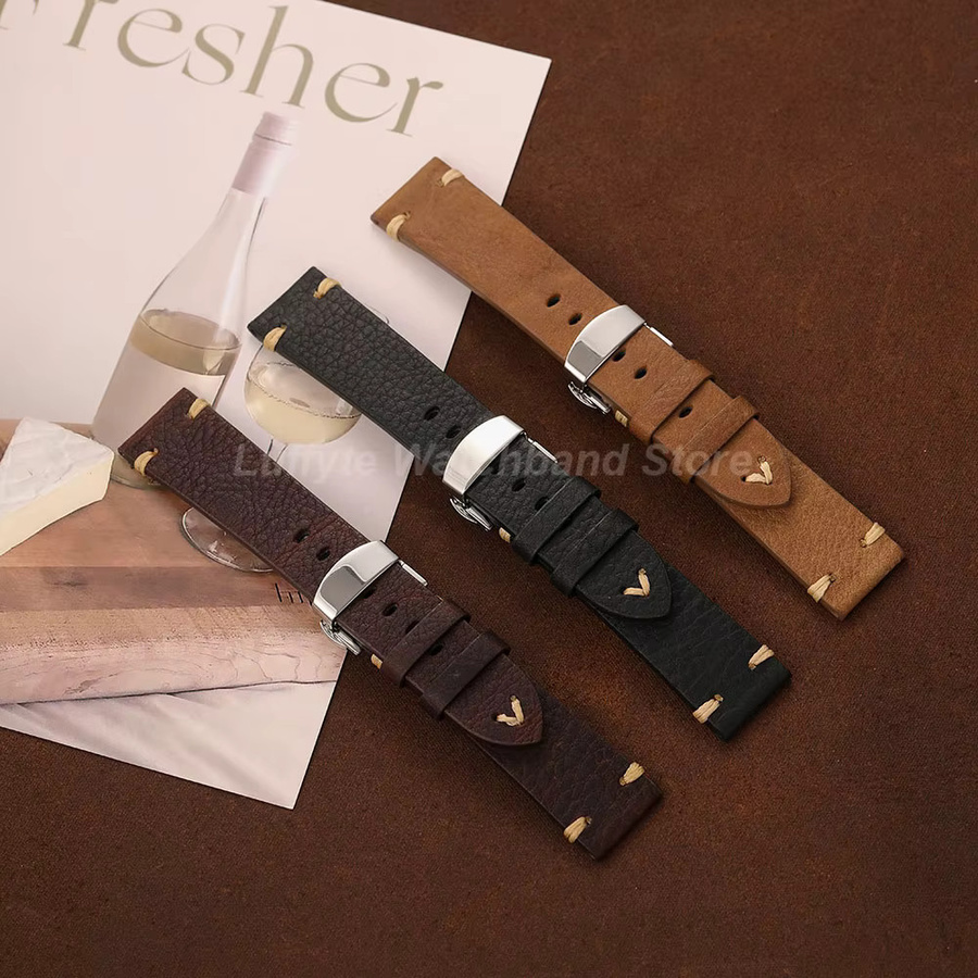luffyte Uhrenarmband Kalbsleder, Edelstahl, Herren - Bild 2