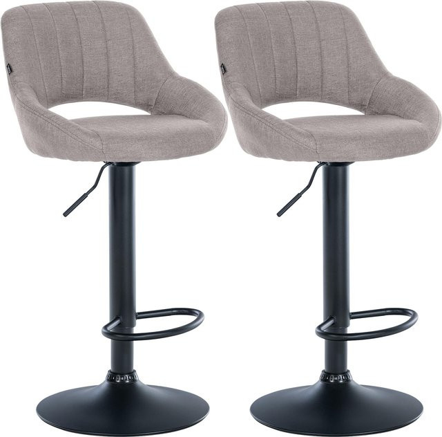 CLP Barhocker 2er Set Milet höhenverstellbar mit Lehne, gepolsterte Barstühle mit Stoffbezug und Metallgestell, drehbar - Bild 1