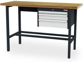 STIER Werkbank mit 3 Schubladen in Anthrazit und Weiß, B/T/H: 1500 x 600 x 960 cm - Bild 1