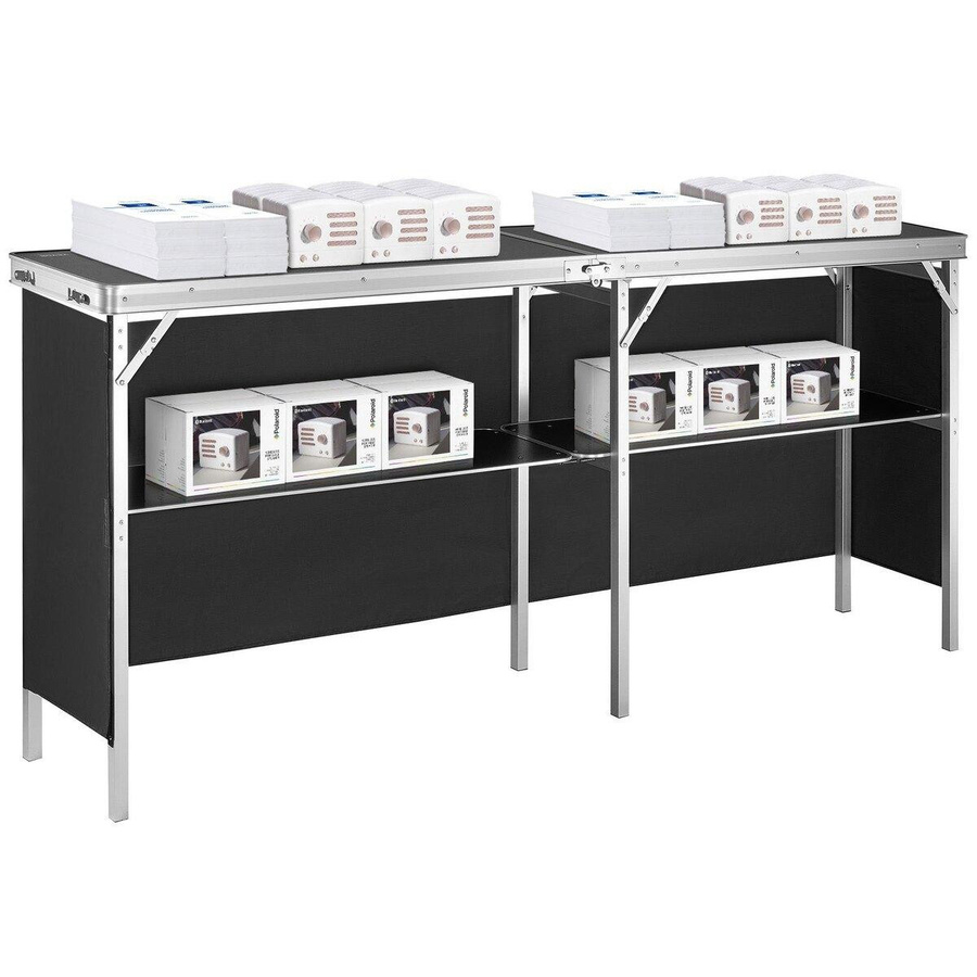 Tragbarer Messe Podiumstisch von Buying Solutions, MB in Schwarz, Faltbarer Counter Stand mit Wand für Promotion und Einzelhandel, B/T/H: 198,0 x 38,5 x 88,0 cm - Bild 6