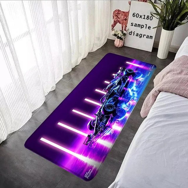 Karpetti Balkonteppich F1 Rennfahrer Design, Rutschfeste Bodenmatte für Wohnzimmer und Eingangsbereich, B/T: 60 x 90 cm - Bild 1