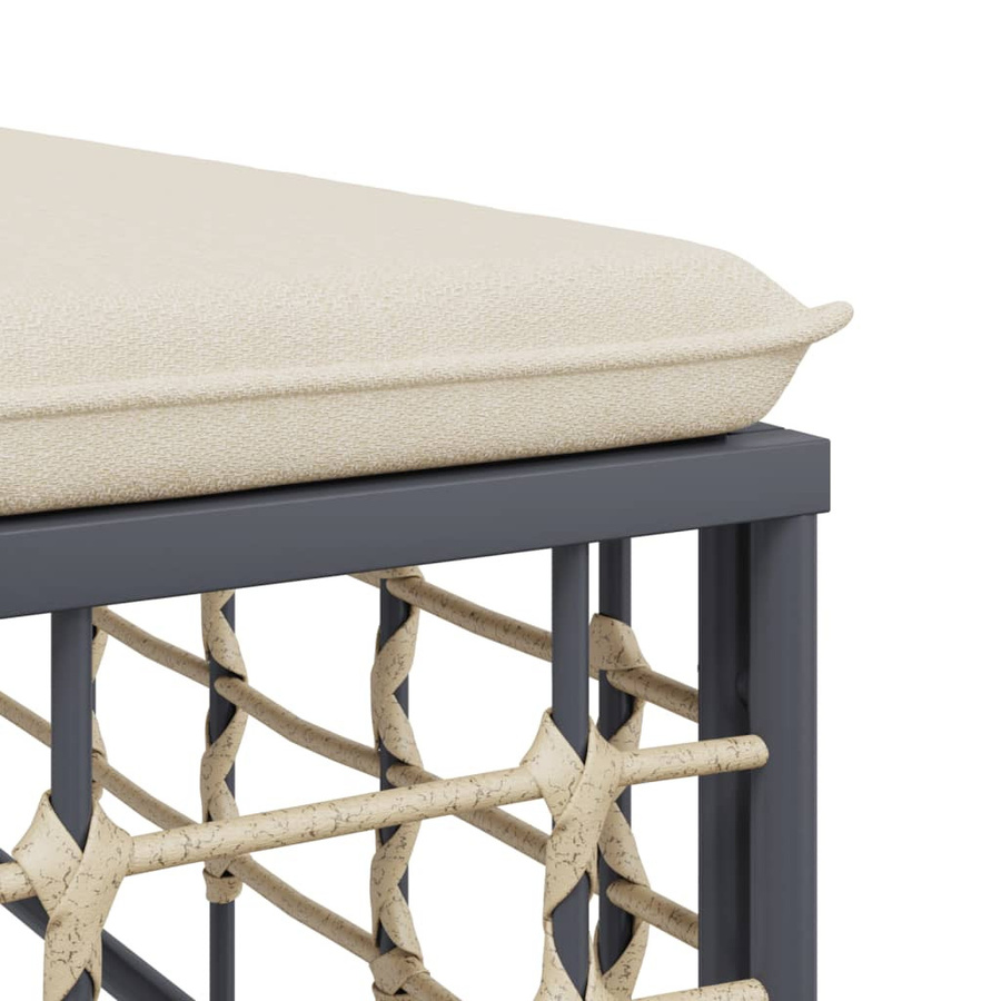 Vidaxl Gartenfußhocker aus Polyrattan in Grau mit beiger Polsterung - Bild 2