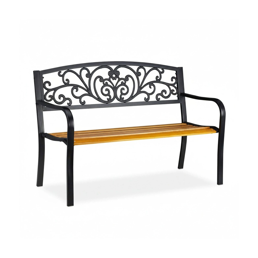 Relaxdays Gartenbank im antiken Design aus Stahl, Gusseisen und Holz in Braun und Schwarz, B/T/H: 127 x 86,5 x 59 cm - Bild 2