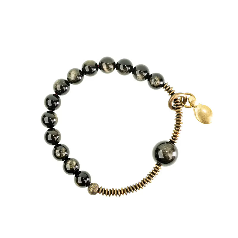 reikinn Armband, Obsidian Stein, Perlen, Messing, Unisex - Bild 4