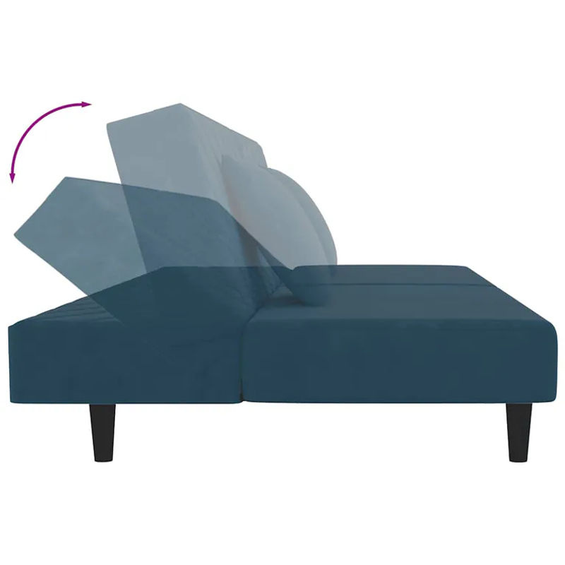 Vidaxl 2-Sitzer Sofa aus Samt in Blau mit 2 Kissen im modernen Design - Bild 4