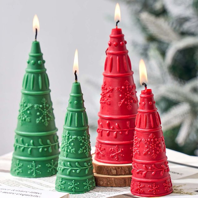 UDOCOOL Silikonform Weihnachtsbaum mit Schneeflocken-Relief für DIY Kerzen, Seife und Gipsarbeiten - Bild 1