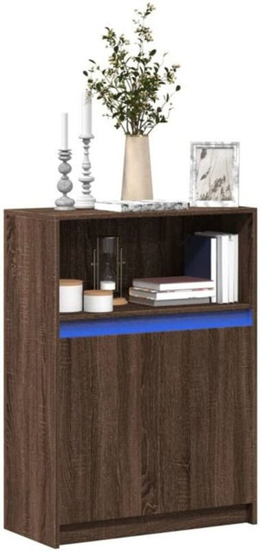 Modernes Sideboard mit LED von Vidaxl in Braun Eichen-Optik aus Holzwerkstoff und Glas, B/T/H: 72 x 34 x 100 cm - Bild 1