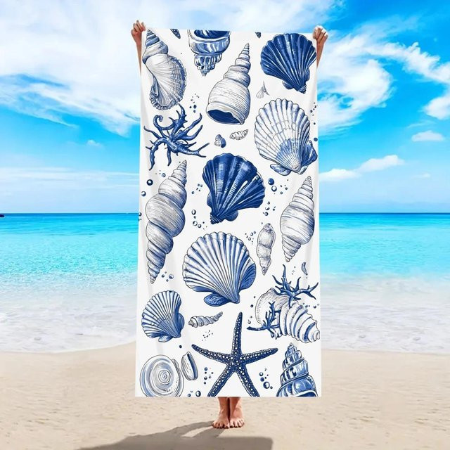 JMG Household Supplies Strandtuch aus Mikrofaser mit Retro Sternenstreifen-Print in Rot Weiß Blau, sandfrei und schnelltrocknend, B/H: 50 x 100 cm - Bild 1