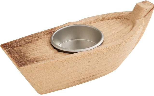 VBS Teelichthalter Holz-Boot in Beige für maritime Dekoration, B/T/H: 13,5 x 4,5 x 5,5 cm - Bild 1