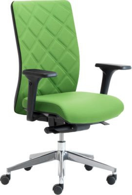 Ergonomischer Bürostuhl WIKI von Leyform in Grün mit Armlehnen, Stoff-Rücken und poliertem Aluminiumgestell - Bild 1