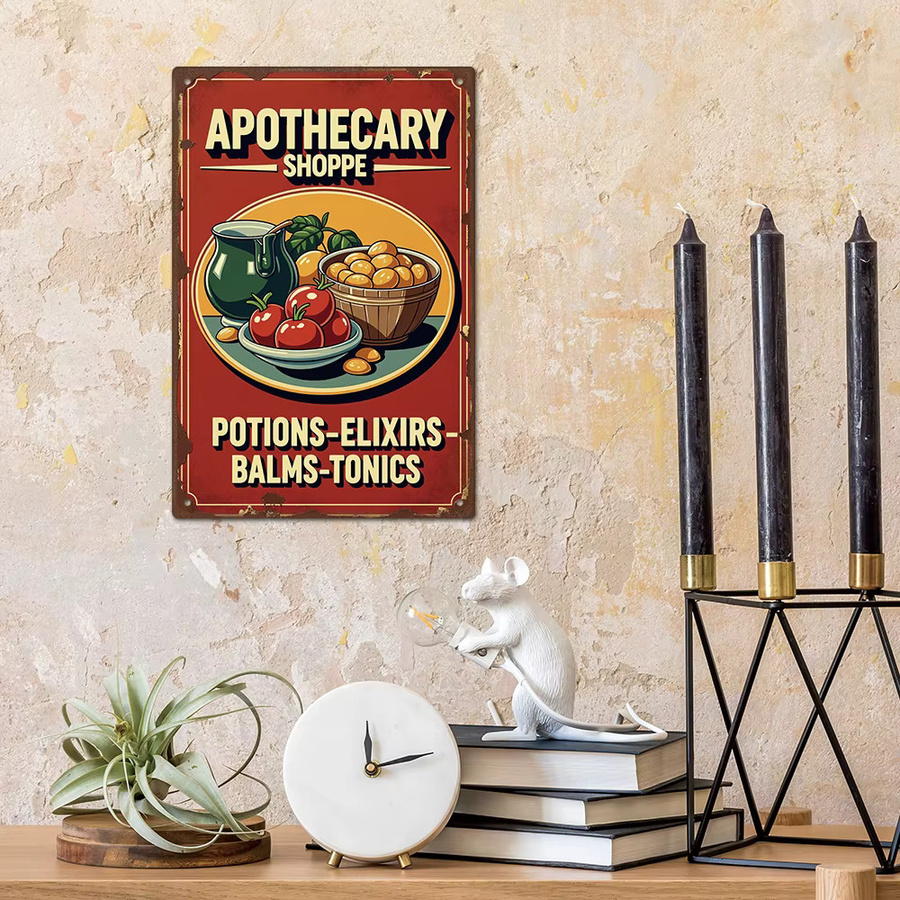 Putuo Decor Vintage Metall Blechschild Apothecary Shoppe Wandkunst in Mehrfarbig, B/H: 20 x 30 cm - Bild 4