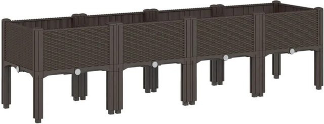 vidaXL Pflanzkasten mit Beinen in Braun in Rattan-Optik aus Polypropylen, B/T/H: 160 x 40 x 42 cm - Bild 1