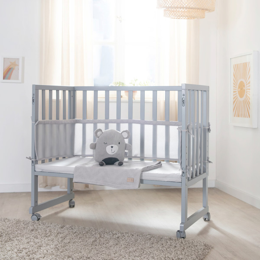 Roba 3in1 Stuben- und Beistellbett mit Barriere in Grau - Bild 2