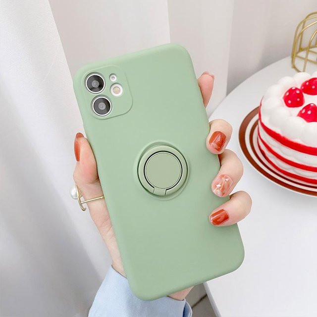 Samsung Handyhülle mit Ringhalter aus weichem TPU für Galaxy S24 Ultra S23 S22 S21 Plus A13 A52 A53 A54 in Grün - Bild 1