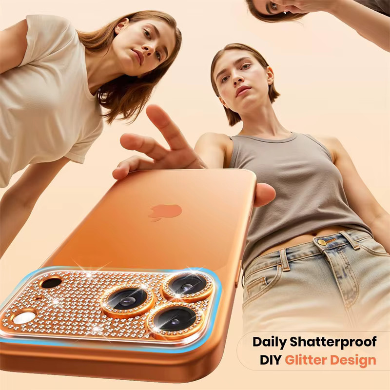 Bling Diamond Kameraobjektiv-Displayschutzfolie aus gehärtetem Glas für iPhone 17 Air 16 15 14 13 Pro Max Plus in Silber - Bild 5
