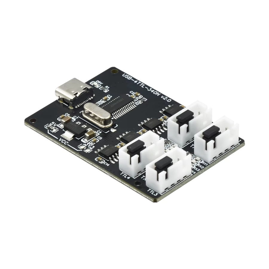 USB-zu-TTL-Modul CH340 mit 4 Kanälen und USB-C-Schnittstelle in Schwarz - Bild 2