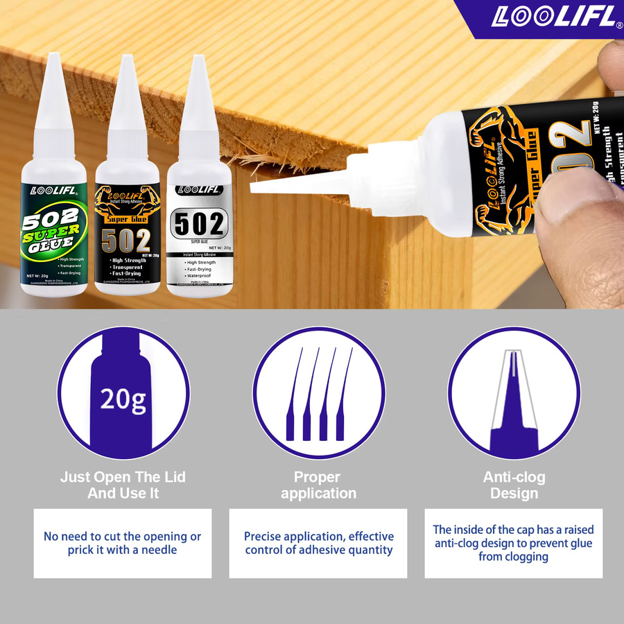 LOOLIFL 502 Superkleber für DIY-Handwerk und Reparaturen von Kunststoff- und Schreibwaren - Bild 3
