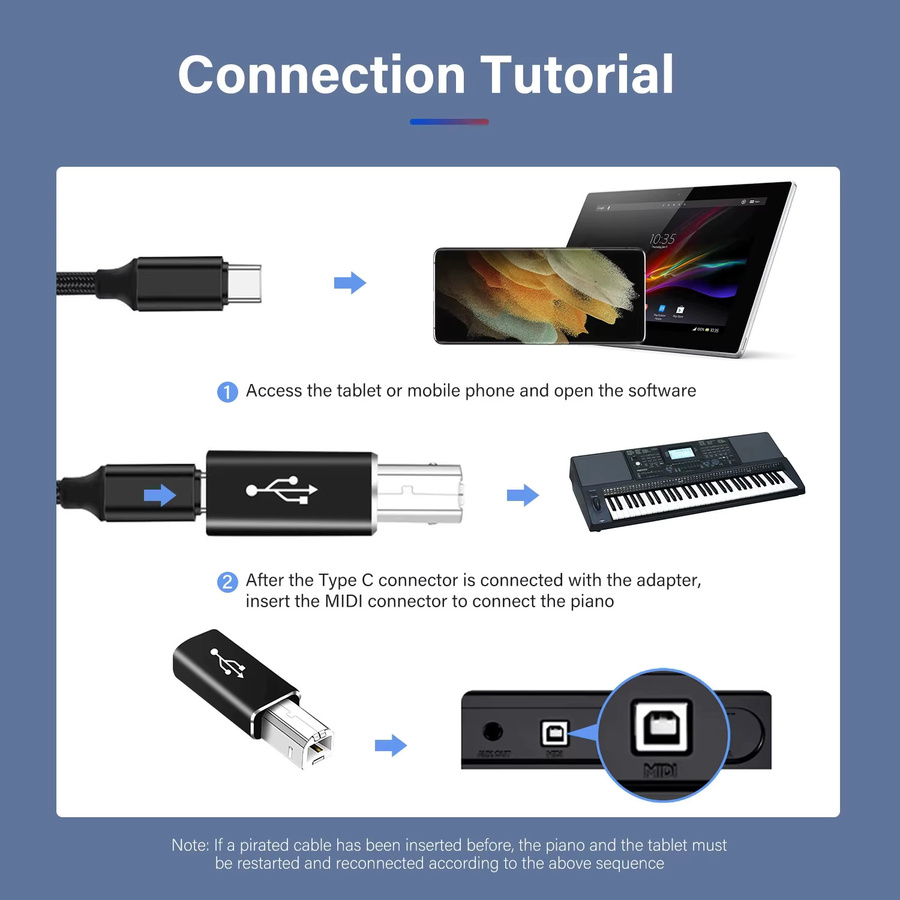 Nnbili USB Typ C auf USB B Adapter, schwarz, Konverter für Scanner, Drucker, MIDI-Controller und Tastaturen - Bild 3