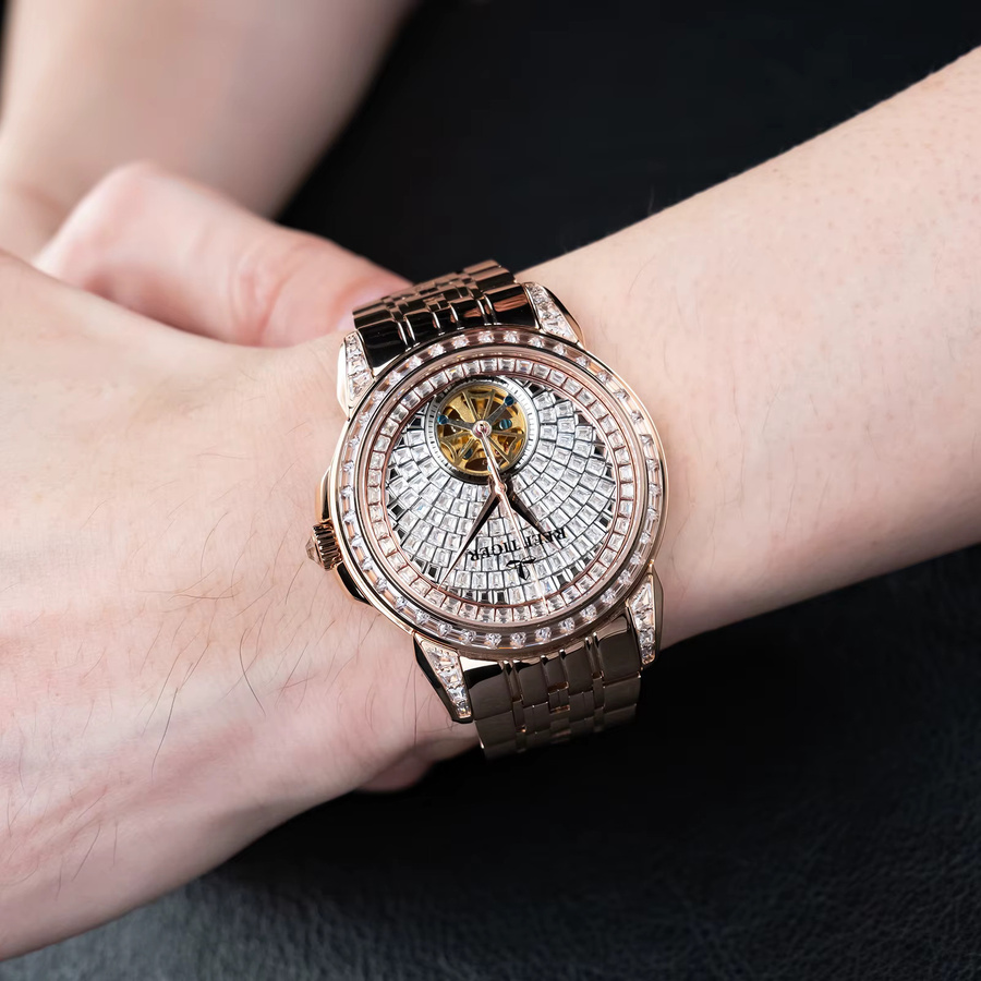 Reef Tiger Automatik-Armbanduhr, Roségold, Diamant, Tourbillon, Herren - Bild 3