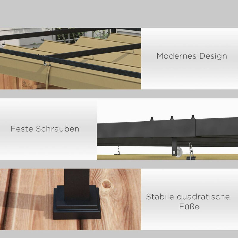 Outsunny Pergola modern beige aus Polyester und Stahl B/H/L: 300 x 222 x 400 cm - Bild 3
