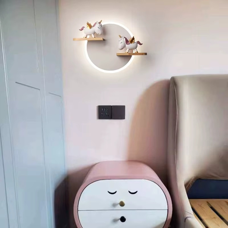 Homocean LED Wandleuchte Einhorn aus Keramik in Weiß für das Kinderzimmer und Schlafzimmer - Bild 1