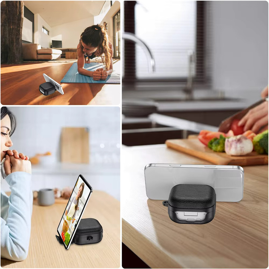 Business Leder Etui mit Handyhalterung für Samsung Galaxy Buds 4/4 Pro stoßfestes Vollcover in Schwarz oder Pink - Bild 6