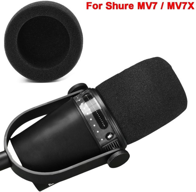 Shure Ersatz-Mikrofon-Windschutzabdeckung aus beflocktem Schaumstoff in Schwarz für MV7 und MV7X - Bild 1