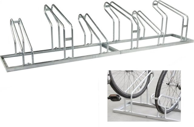 TRUTZHOLM Fahrradständer für 6 Fahrräder aus Stahl in Silber, Höhe: 210 cm, Breite: 45 cm - Bild 1