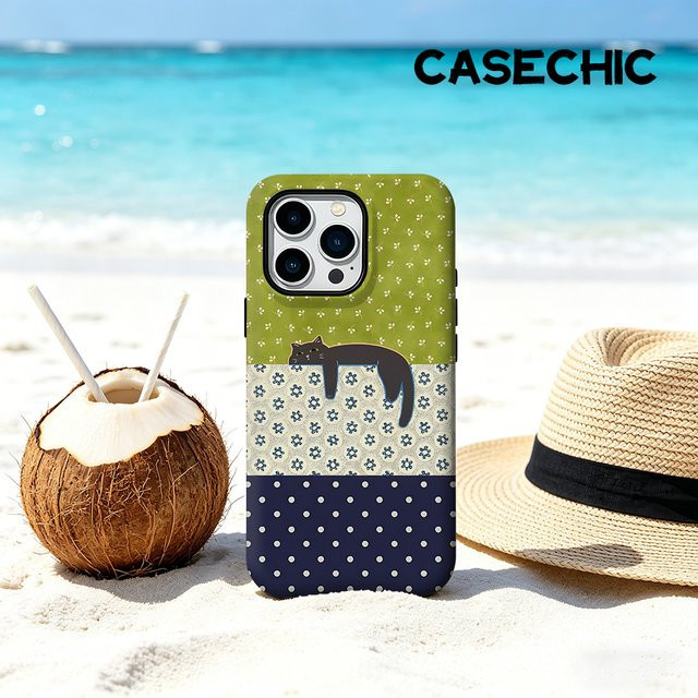 CaseChic MagSafe Schutzhülle mit Lazy Cat Muster für iPhone 17 16 15 14 13 Pro Max, matte stoßfeste PC-Hülle, Mehrfarbig - Bild 1
