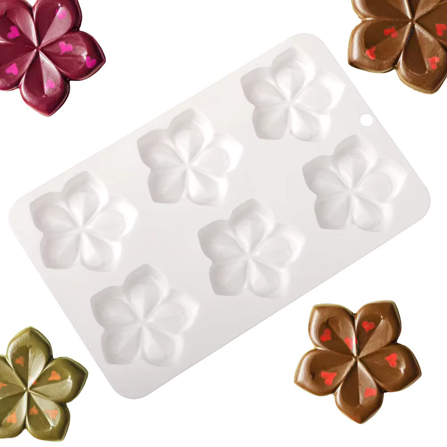 Meibum Silikonform in Weiß mit 6 Mulden in Blumenform für Mousse-Kuchen, Schokolade und Desserts - Bild 2