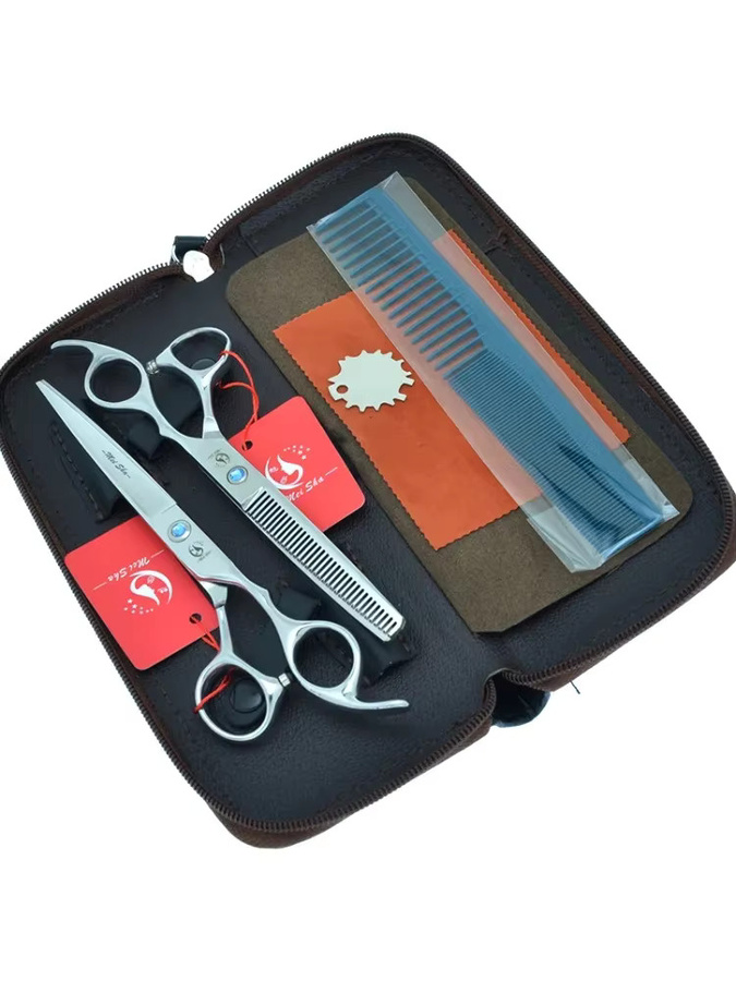 Meisha Haarscheren-Set, 7 Zoll Schneideschere und Effilierschere, Japan 440C - Bild 3